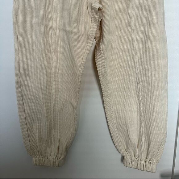 Frankie Shop Jogger Pants Small Bone Waffle Knit Elastic Waist Pockets Relaxed - Picture 3 of 15